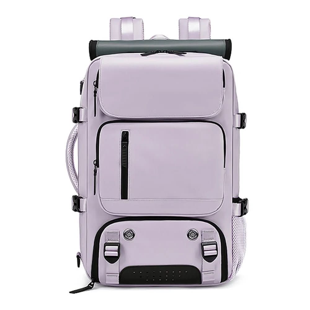 Smart travel backpack with USB charging access, shoe storage, and laptop protection.