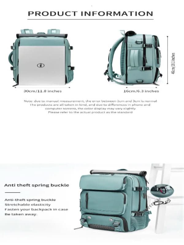 Modern travel & laptop backpack with dedicated shoe compartment, designed for convenient travel.
