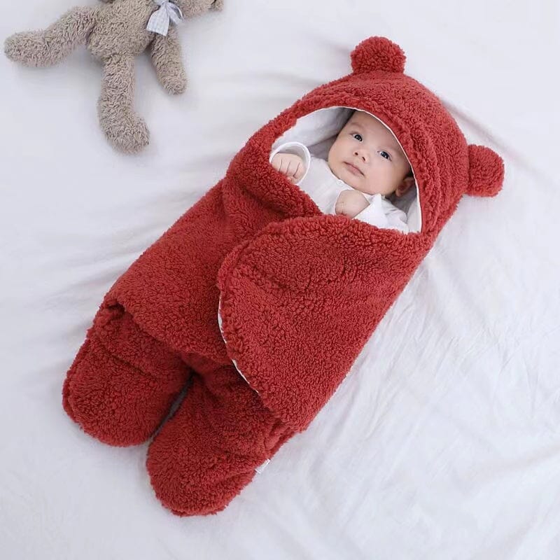 Cozy infant sleepsack: unisex ultra-soft quilted baby swaddle. Adorable bear ears for warm winter newborn comfort.