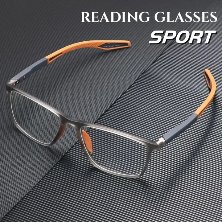 Unisex ultralight sport reading glasses, rectangle frame, anti-blue light, for digital eye protection