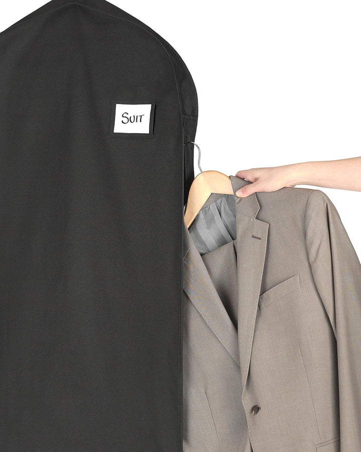 Ultimate clothing protector: water-repellent zippered garment bag, unisex, with an accessory pocket for easy travel.