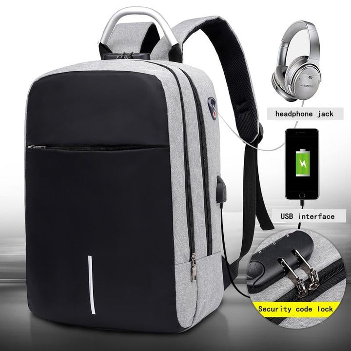 Secure anti-theft backpack features hidden zippers & external USB charging port for ultimate protection & convenience.