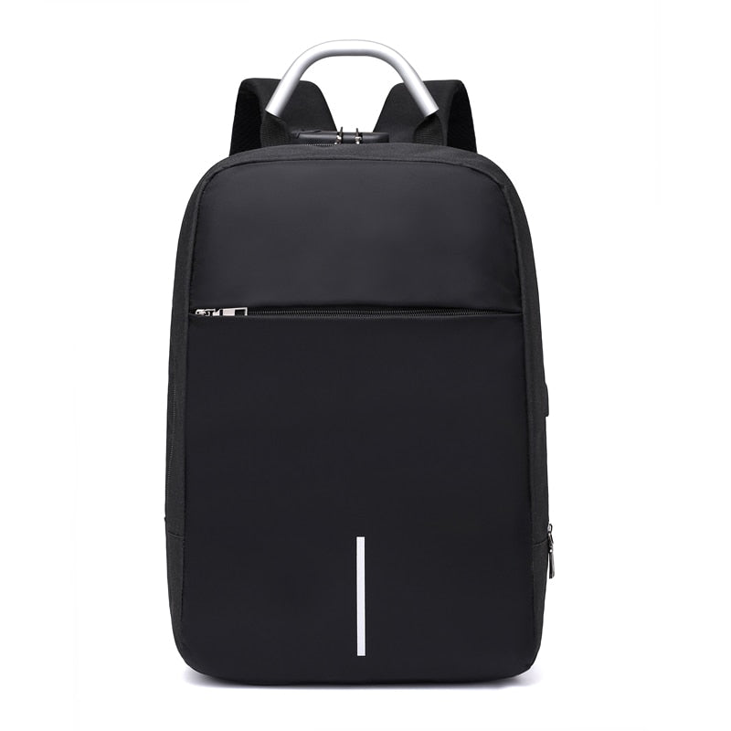 Modern unisex secure backpack: water-resistant fabric, hidden pockets, & integrated USB charging for urban adventurers.