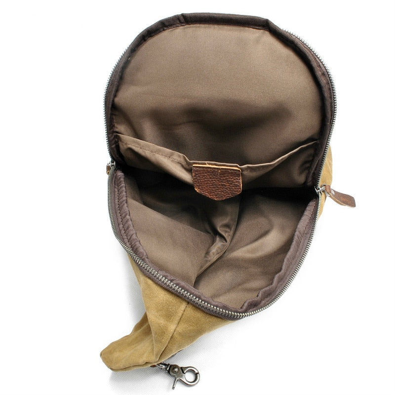 Secure anti-theft canvas crossbody bag for travel; a water-resistant sling for peace of mind.