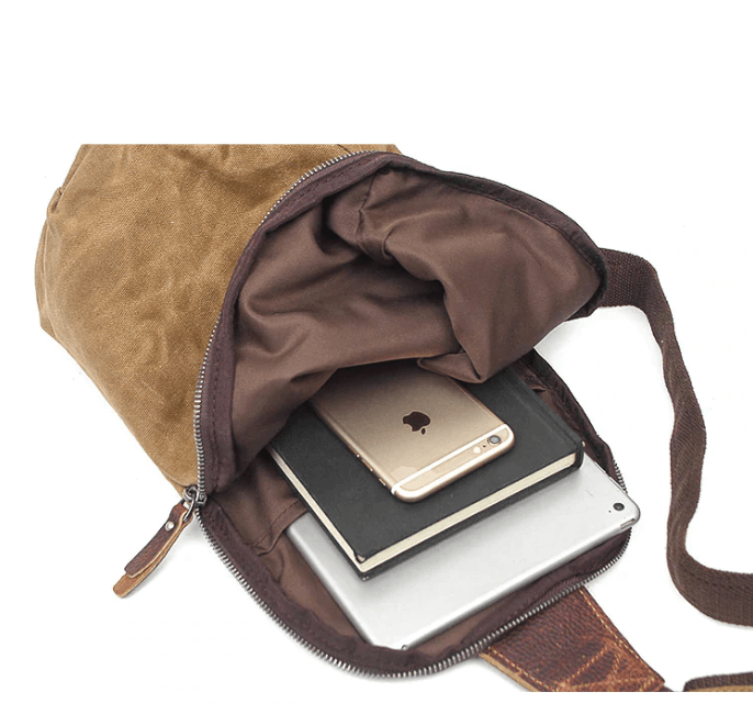 Stylish unisex canvas crossbody bag, versatile for men & women, ideal for daily carry.