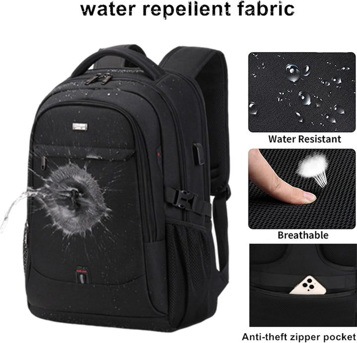 Versatile organized laptop travel backpack with water-resistant fabric. Ideal unisex daily carry & work bag.