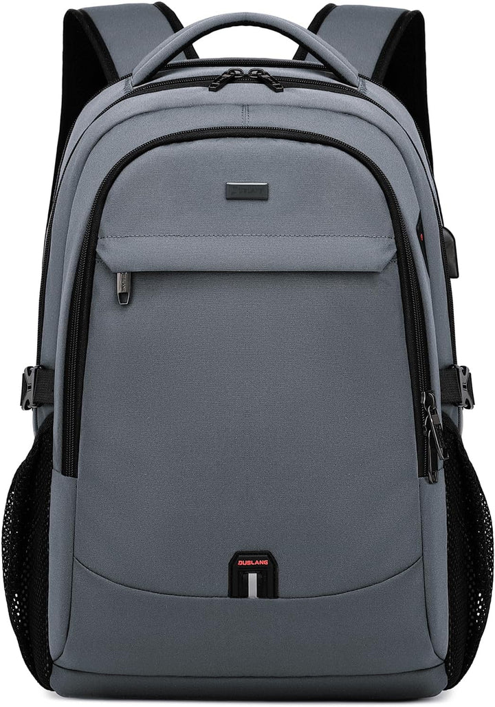 Unisex water-resistant travel laptop backpack with USB charging port, ideal for commuting, school, or work.