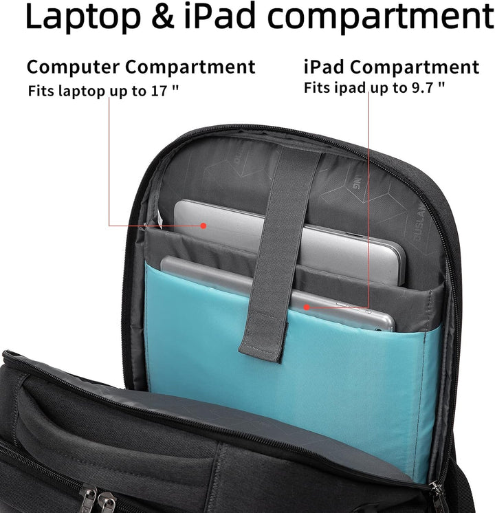 Ergonomic design of a men's travel laptop backpack for long journeys and comfort.