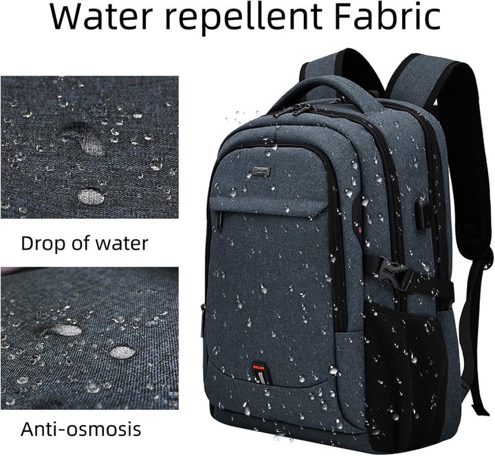 Unisex travel backpack shown with a laptop inside, ready for your next adventure.