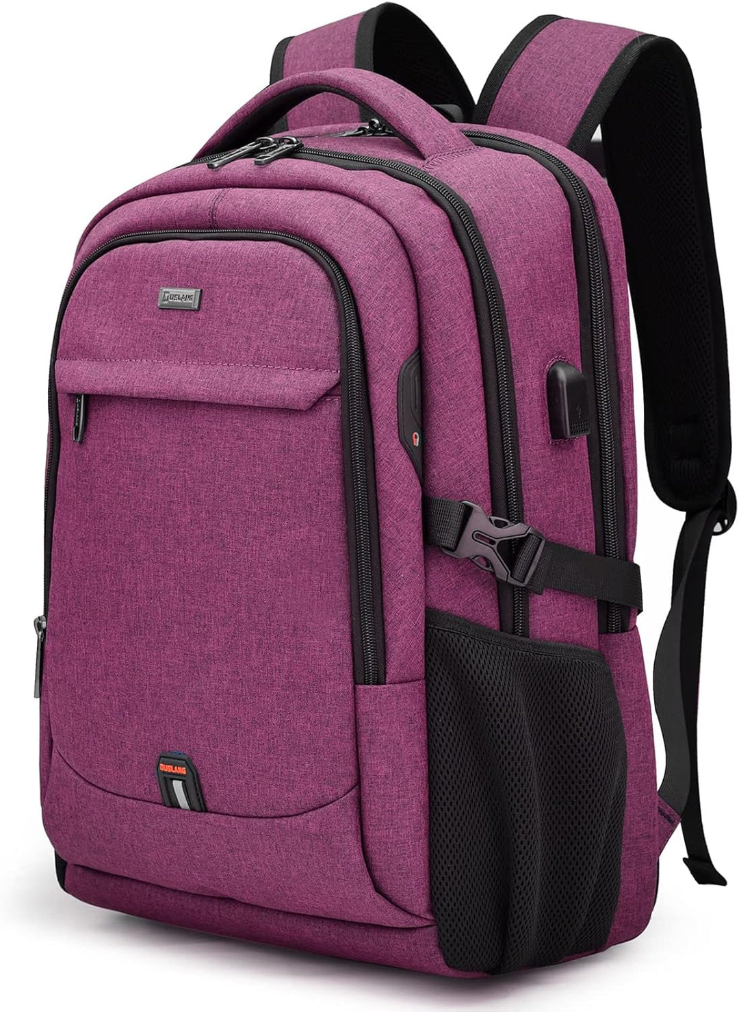 Water-resistant unisex backpack with reflective accents for enhanced safety at night.