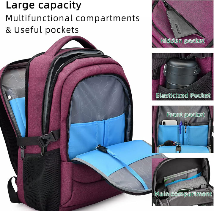 Organized internal compartments of a travel laptop backpack for all your essentials.