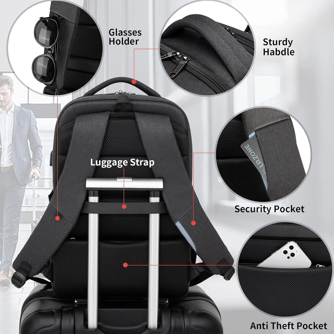 Unisex travel laptop backpack in a park setting, ready for your next adventure.