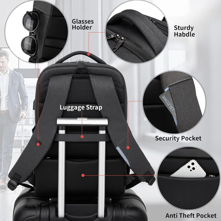 Unisex travel laptop backpack in a park setting, ready for your next adventure.