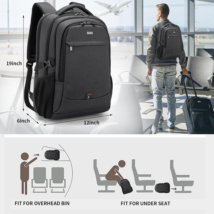 Water-resistant fabric texture of a durable travel and commute backpack.