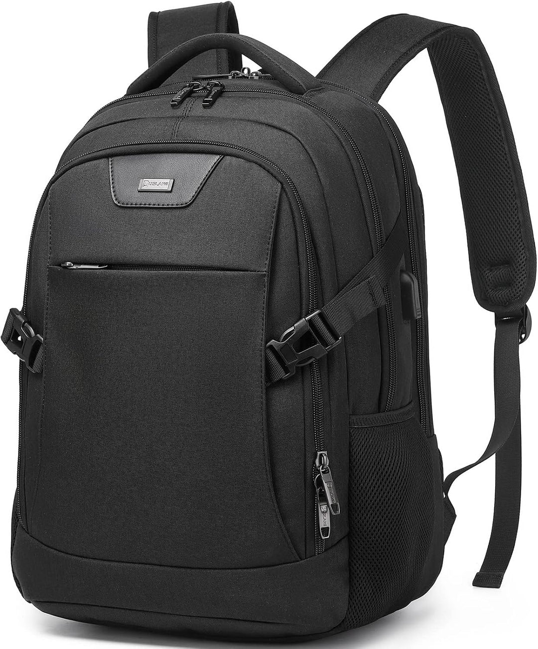 Front view of a multi-purpose travel laptop backpack with anti-theft design.