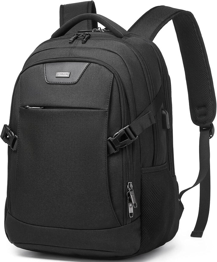 Front view of a multi-purpose travel laptop backpack with anti-theft design.