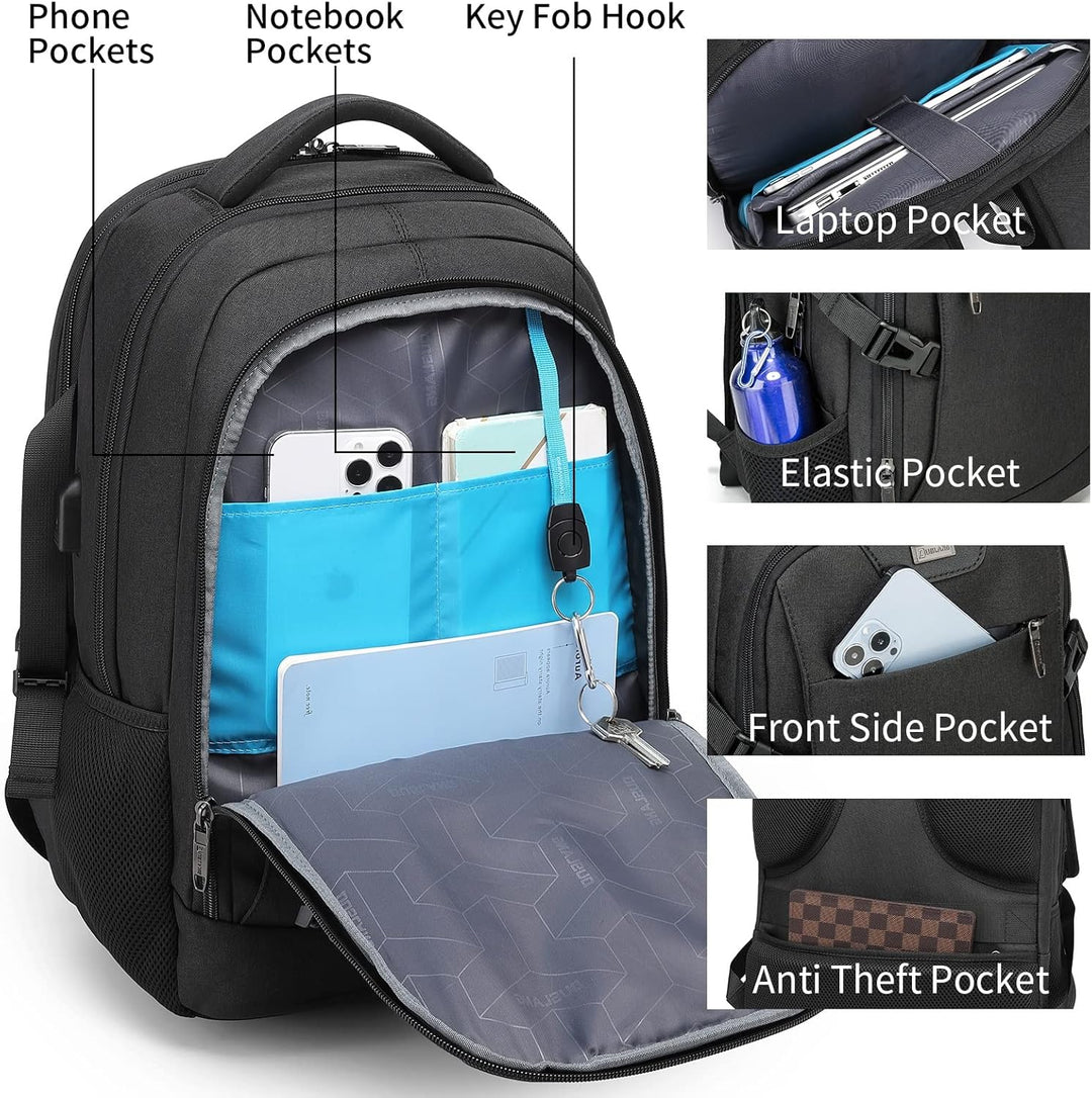 Anti-theft travel backpack with reinforced zippers for extra security and peace of mind.