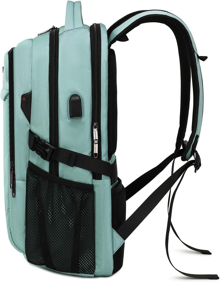 Back view of a comfortable, anti-theft travel backpack with padded shoulder straps.