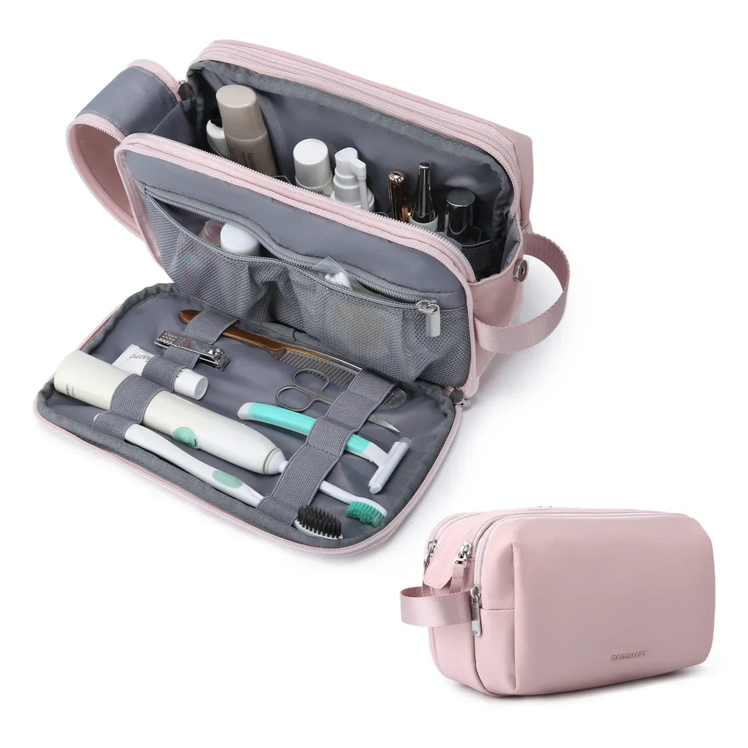 Unisex water-resistant travel toiletry bag. Durable organizer for makeup, grooming kits & daily essentials.