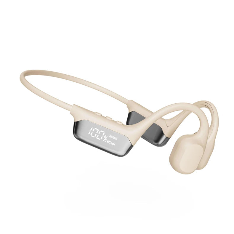 Bluetooth 5.4 waterproof bone conduction headphones for swimmers. Wireless, open-ear sports headset.