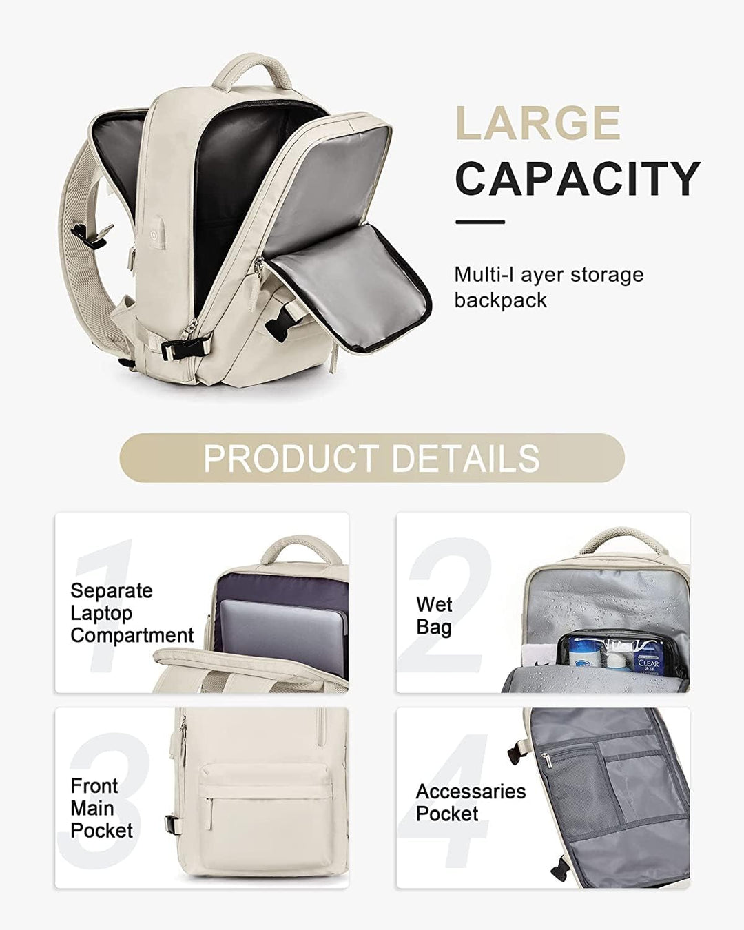 Sleek waterproof everyday carry backpack with USB, shoe compartment, & anti-theft features for commuters.