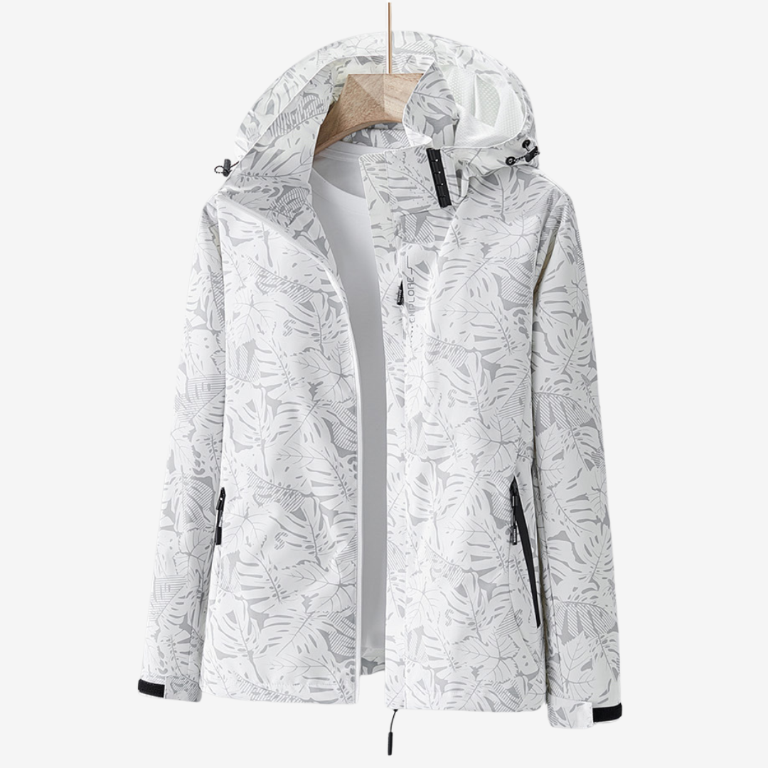 Unisex waterproof windbreaker jacket with adjustable hood, lightweight outerwear for athletic use