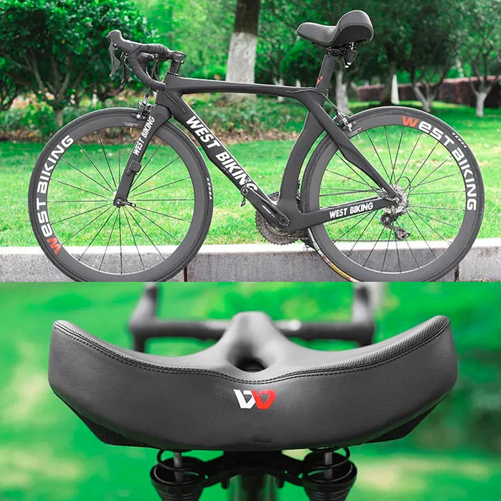 Unisex wide bicycle saddle, ergonomic design for ultimate comfort & shock absorption, universal fit bike part
