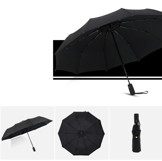 Durable windproof storm umbrella for men & women. Provides waterproof, all-weather rain protection. Compact design.