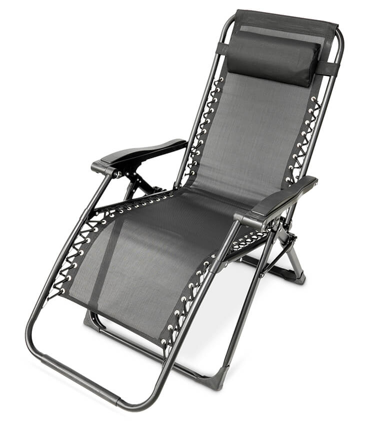 Unisex zero gravity folding recliner chair with adjustable headrest for ultimate outdoor relaxation.