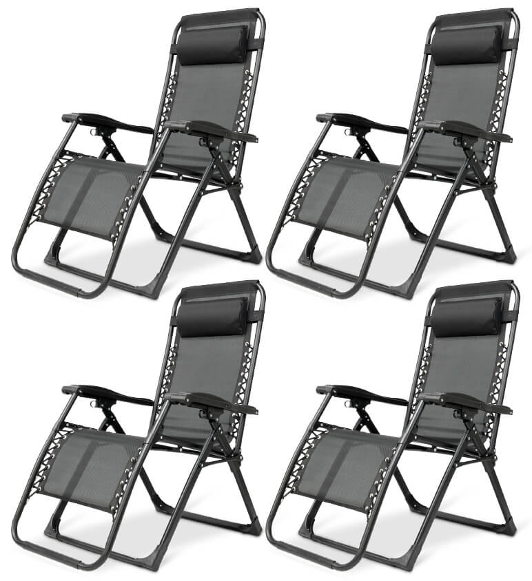 Durable textilene zero gravity recliner, foldable for portability & outdoor comfort.