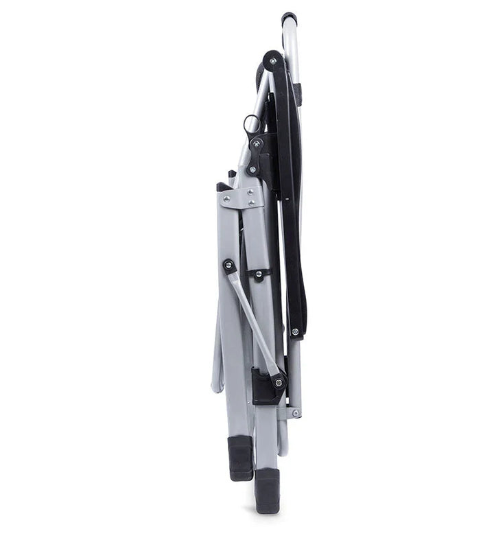 Folding outdoor recliner with textilene fabric & headrest, ideal for sunbathing or relaxing.