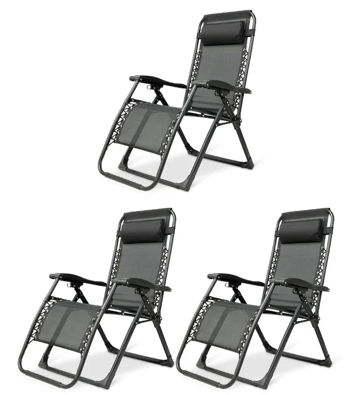 High-quality folding zero gravity chair with adjustable headrest for garden & patio use.