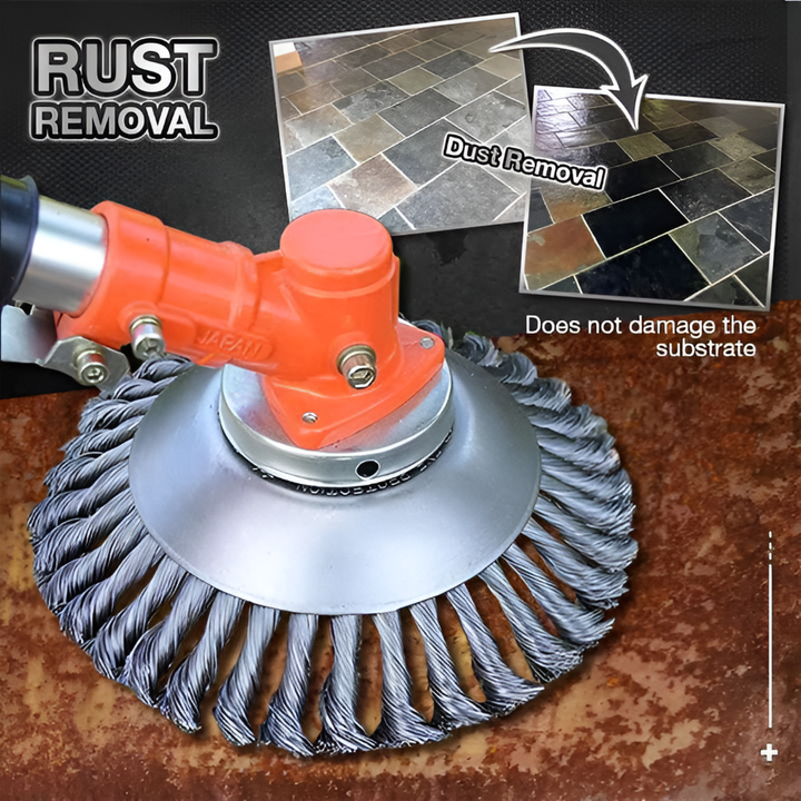 Universal carbon steel weed trimmer brush head for durable garden landscaping