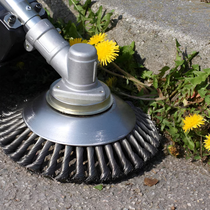 Heavy-duty carbon steel weed trimmer head for rugged outdoor gardening