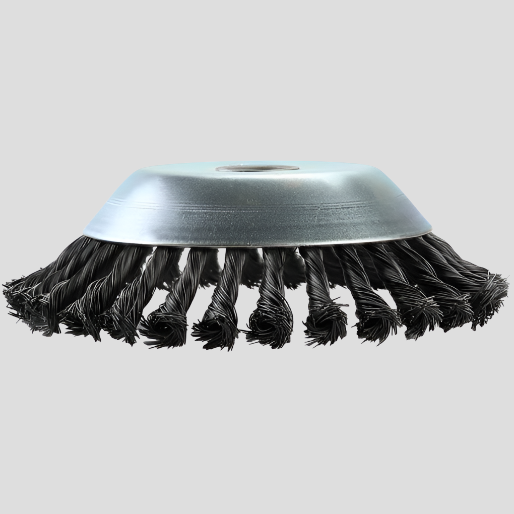 Durable universal fit carbon steel brush head for landscaping equipment