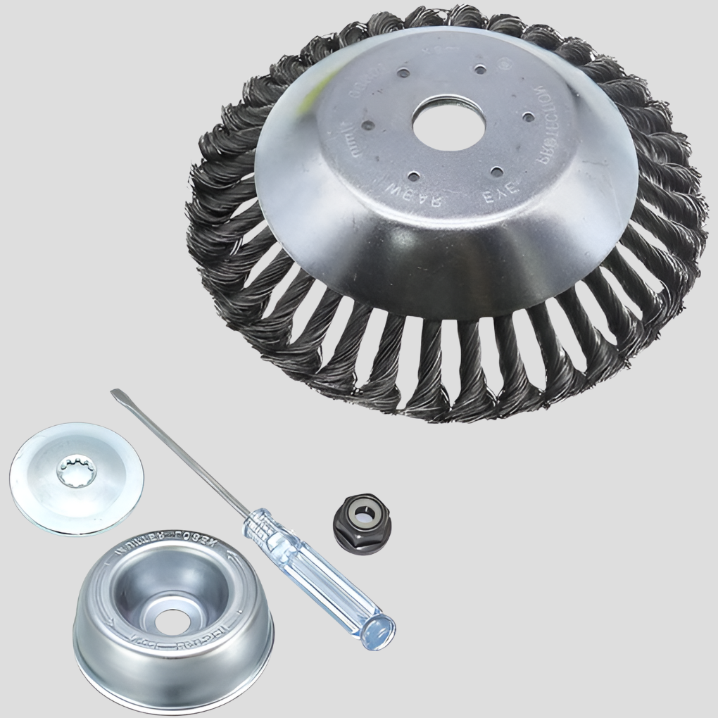 Robust universal carbon steel brush cutter attachment for professional use