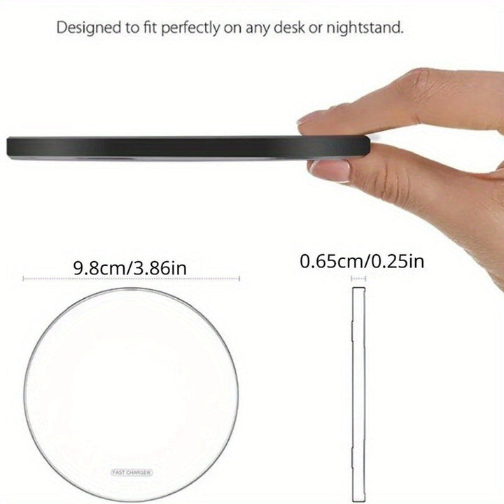 Simple fast wireless charging pad, a handy tech gadget for easy iPhone & Android smartphone power.