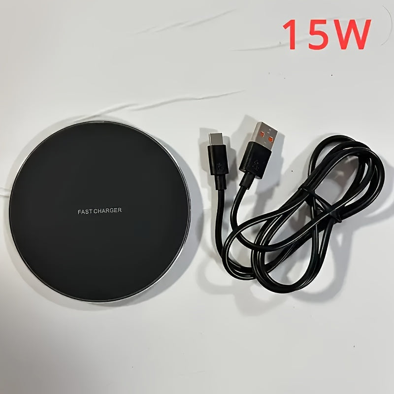 Universal fast wireless phone charger pad for smartphones, iPhone, Android. Top tech accessory & desk organizer.