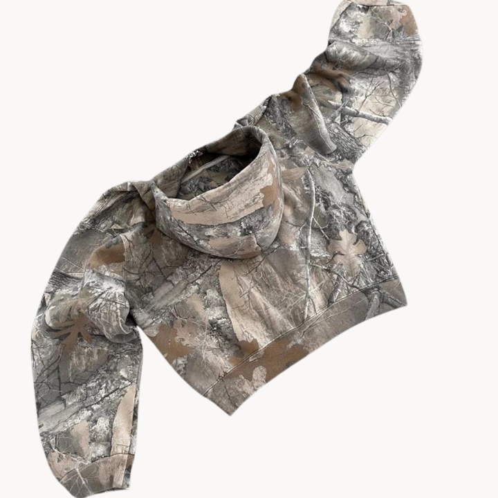 Relaxed streetwear urban camo hoodie featuring an oversized fit for ultimate casual comfort.