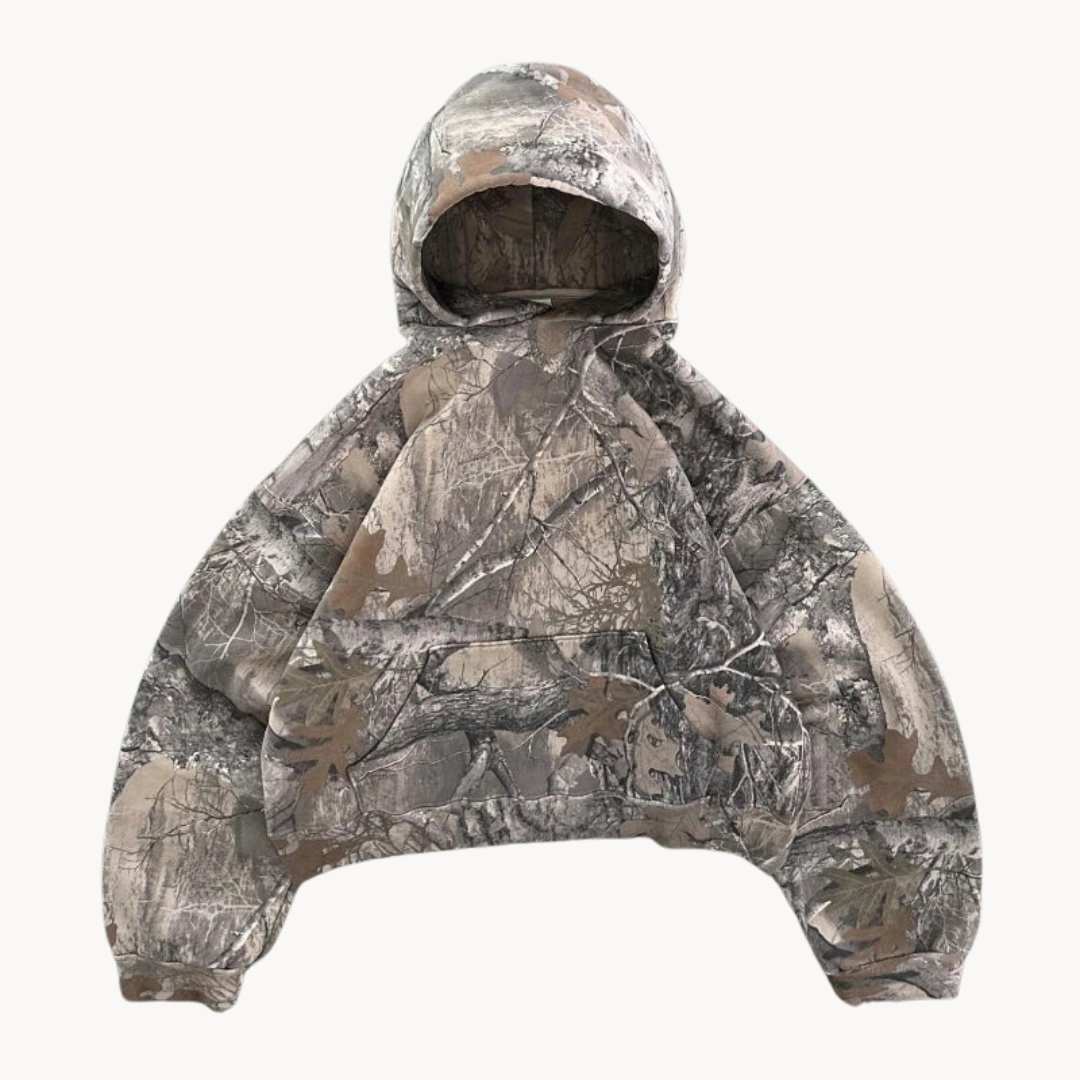 Modern urban camo oversized hoodie, a relaxed fit unisex pullover for ultimate streetwear comfort.