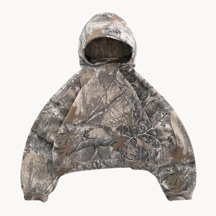Modern urban camo oversized hoodie, a relaxed fit unisex pullover for ultimate streetwear comfort.