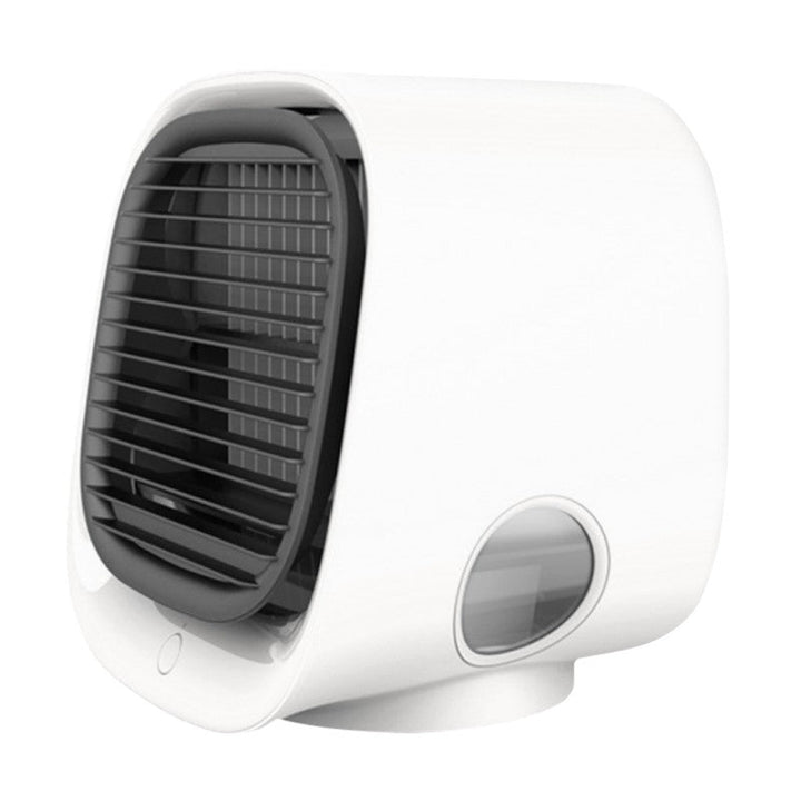 Compact USB powered portable air cooler and humidifier, ideal home accessory or office essential on a desk