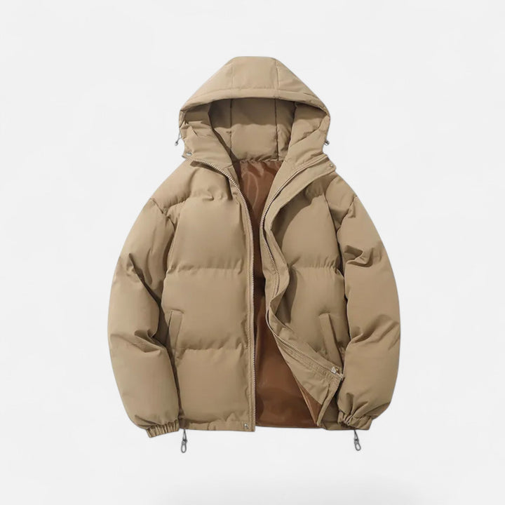 Valmonti men's hooded padded winter jacket, combining warmth & modern style for everyday use.