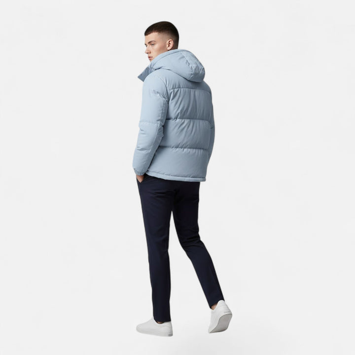 Discover Valmonti men's hooded padded jacket, offering superior warmth & sleek winter fashion.