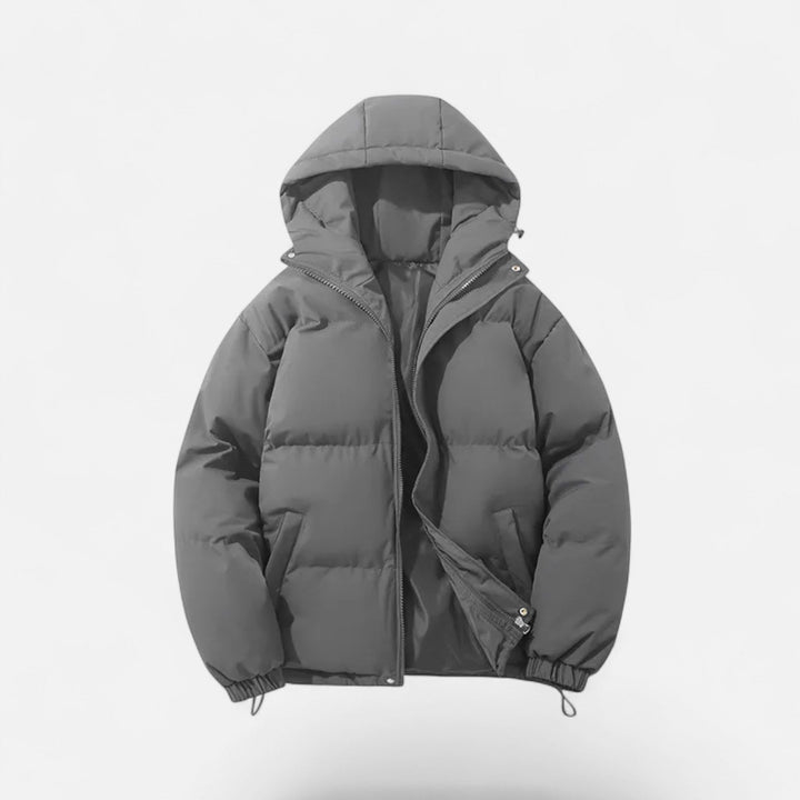 Stay warm in style with Valmonti men's hooded padded jacket, essential winter outerwear.