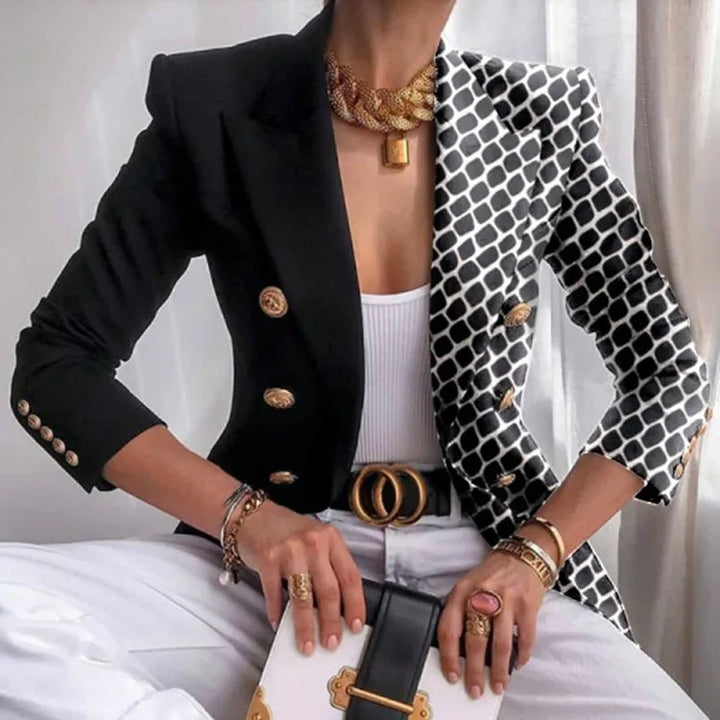 Women's Fashion Patchwork Double-Breasted Blazer