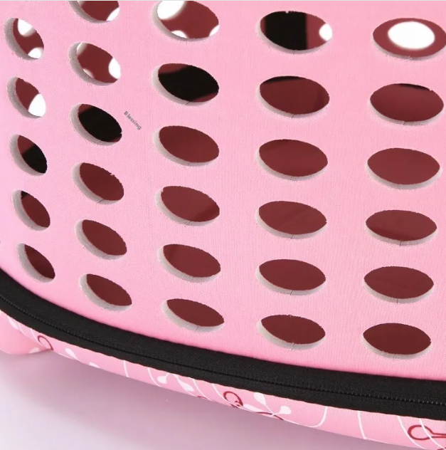 Foldable cat carrier bag with top & side ventilation for easy, safe pet transport.