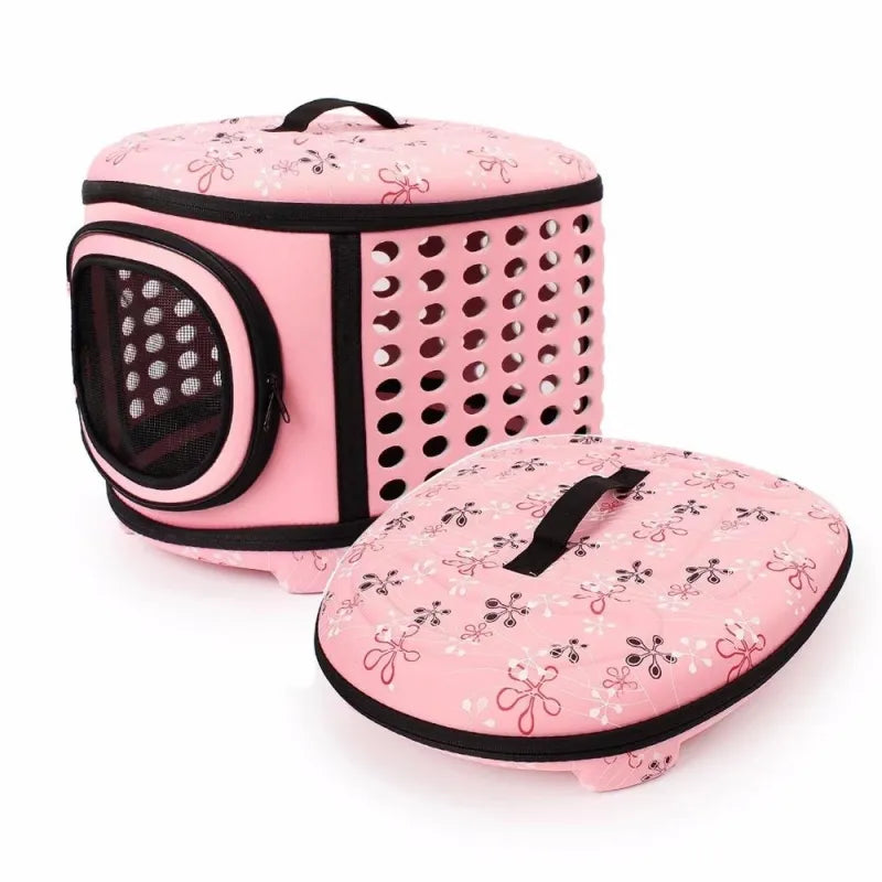 Portable gray cat carrier bag with mesh ventilation for comfortable animal transport.
