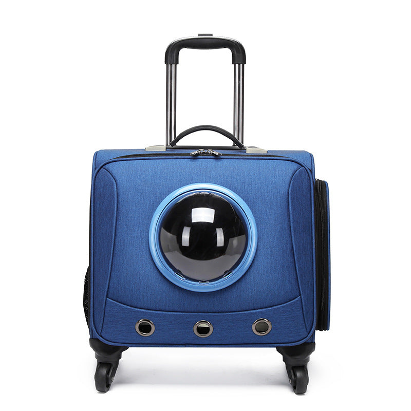 Light green ventilated pet travel carrier. Portable capsule designed for small dogs & cats, ideal for car trips.