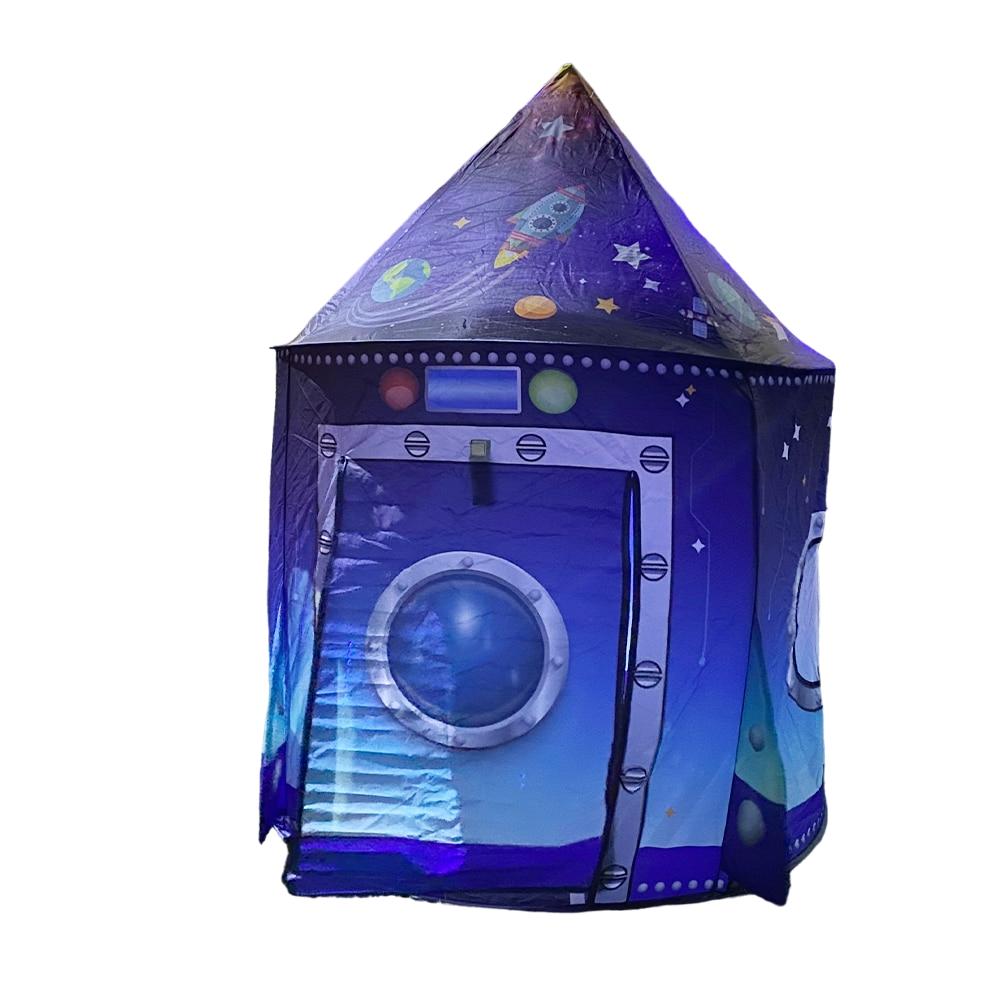 Detailed rocket spaceship kids play tent for imaginative indoor/outdoor space adventures, great for toddlers & children.